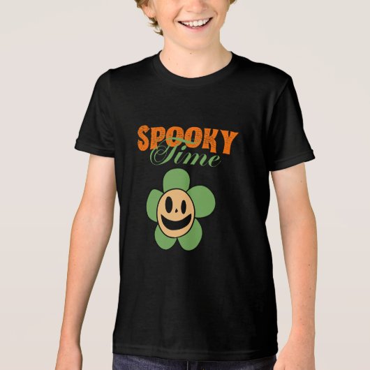 Grappige Spooky Ghost Flower ,Spooky limoen Tri-Blend Shirt (Voorkant)