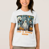 Grappige Spooky Goose Halloween Witch Pumpkin Art Tri-Blend Shirt (Voorkant)