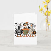 Grappige Spooky Halloween Gekke-Goose Ghost Treat  Kaart (Gele Bloem)