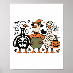 Grappige Spooky Halloween Gekke-Goose Ghost Treat  Poster