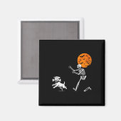 Grappige Spooky Humor Halloween Skeleton Chasing D Magneet (Voorkant / Achterkant)