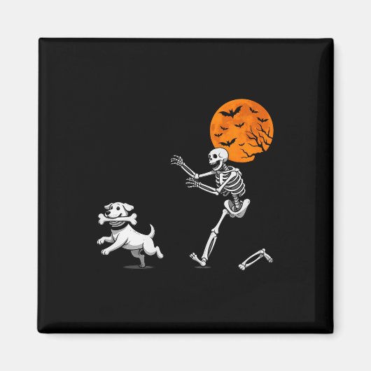 Grappige Spooky Humor Halloween Skeleton Chasing D Magneet (Voorkant)