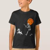 Grappige Spooky Humor Halloween Skeleton Chasing D T-shirt (Voorkant)