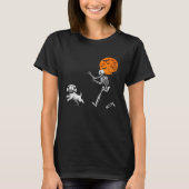 Grappige Spooky Humor Halloween Skeleton Chasing D T-shirt (Voorkant)