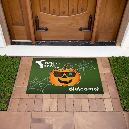 Grappige Spooky Pompoen iconische winkS Trick or t Deurmat (Buiten)