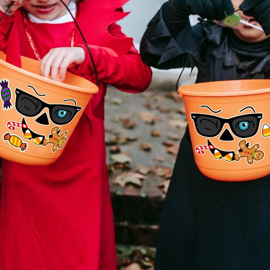 Grappige Spooky Pumpkin iconische knipoog S met tr Sticker