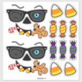 Grappige Spooky Pumpkin iconische knipoog S met tr Sticker (Vel)