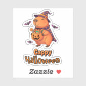 Grappige Spooky Schattigee Capybara Witch Wizard Sticker (Vel)