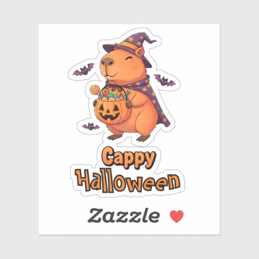 Grappige Spooky Schattigee Capybara Witch Wizard Sticker (Vel)