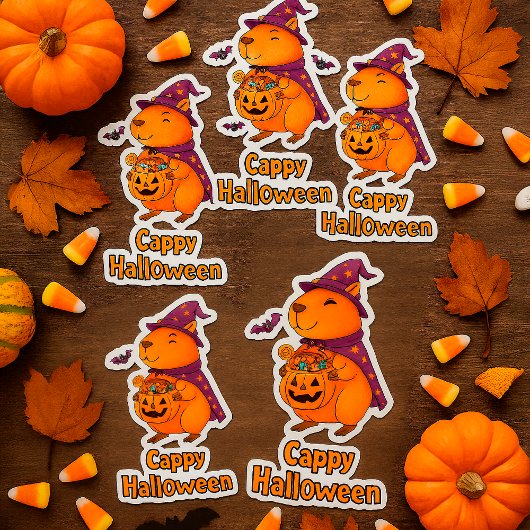 Grappige Spooky Schattigee Capybara Witch Wizard Sticker