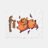 Grappige Spooky Schattigee Gift Cappy Halloween Ca Fleece Deken (Voorkant (Horizontaal))
