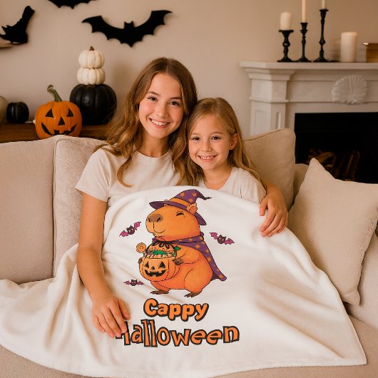 Grappige Spooky Schattigee Gift Cappy Halloween Ca Fleece Deken