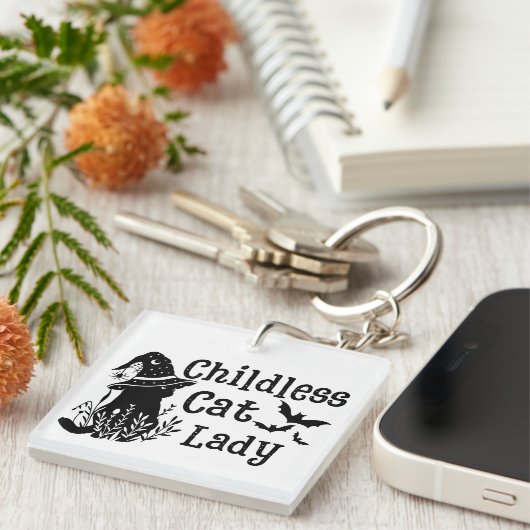 Grappige Spooky Schattigee Halloween Kinderloze Ca Sleutelhanger (Voorkant Rechts)