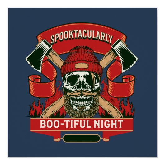 Grappige spooky schedel halloween perfect poster (Voorkant)