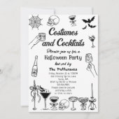 Grappige Spooky Scribbles Halloween Cocktail Party Kaart (Voorkant)