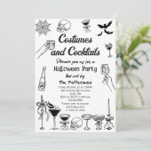 Grappige Spooky Scribbles Halloween Cocktail Party Kaart (Staand voorkant)