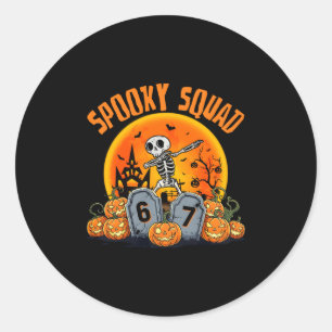 Grappige Spooky Squad 67 Skelet Halloween 67 Spoke Ronde Sticker