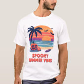 Grappige Spooky Summer Vibes blij Halloween T-shirt (Voorkant)