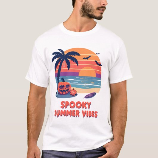 Grappige Spooky Summer Vibes blij Halloween T-shirt (Voorkant)