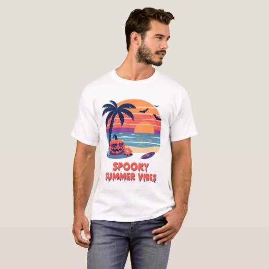 Grappige Spooky Summer Vibes blij Halloween T-shirt (Voorkant volledig)
