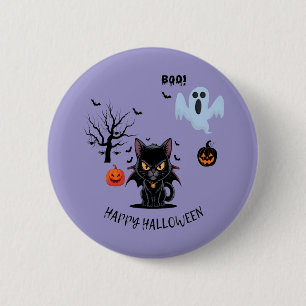 Grappige Spooky Vampire Cat Halloween Ronde Button 5,7 Cm