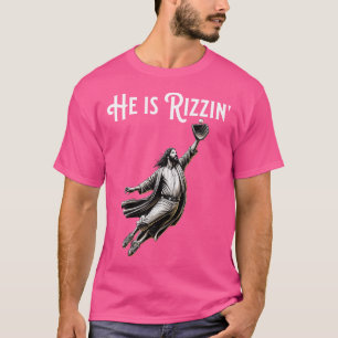 Grappige sport rizz hij is rizzin jezus spelen bas t-shirt