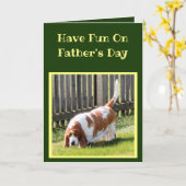 Grappige Sport Thema Vaderdag Kaart w/Basset (Gele Bloem)