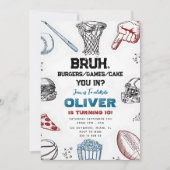 Grappige sportfeest uitnodiging voor vrienden (Voorkant)