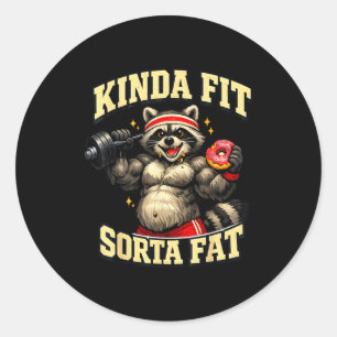 Grappige sportschool wasbeer_ een beetje fit tamel ronde sticker
