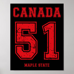 Grappige sportstijl Canada 51e Esdoorn Staat. Usa Poster