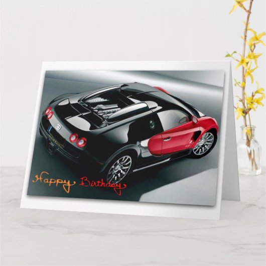 Grappige sportwagen Jumbo Verjaardag Kaart (Gele Bloem)