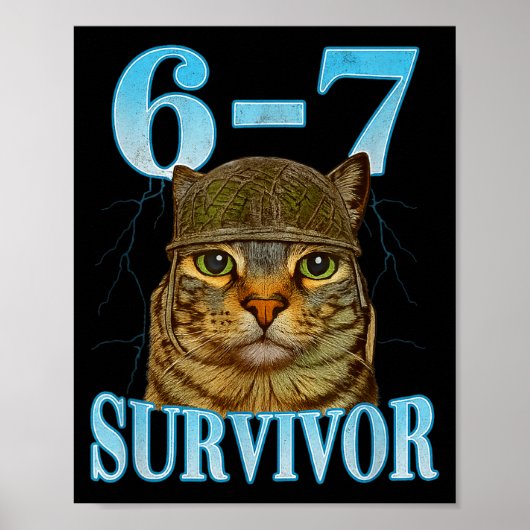 Grappige spreuk 67 Katten Buikpijn Overlevende Kat Poster (Voorkant)
