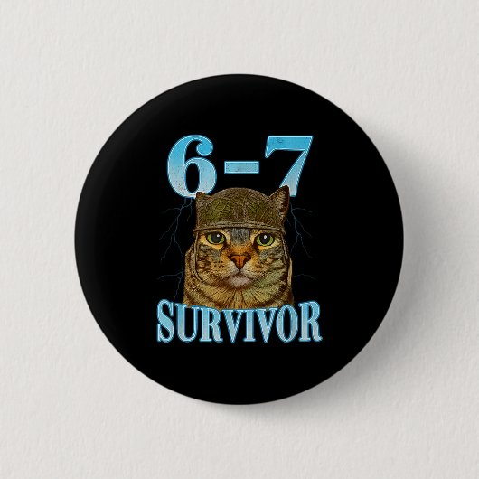 Grappige spreuk 67 Katten Buikpijn Overlevende Kat Ronde Button 5,7 Cm (Voorkant)
