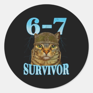 Grappige spreuk 67 Katten Buikpijn Overlevende Kat Ronde Sticker