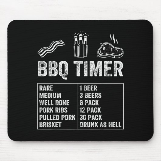 Grappige spreuk Bbq-timer Biergrill Papa Barbecue Muismat (Voorkant)
