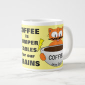 Grappige spreuk Cartoon Kat Grote Koffiekop (Voorkant rechts)