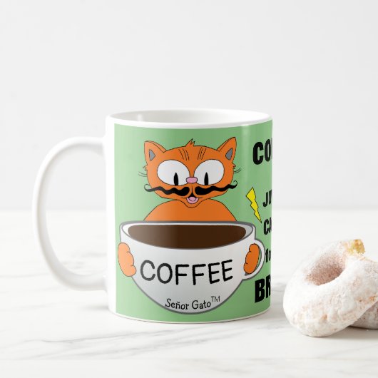 Grappige Spreuk Cartoon Kat Koffiemok (Met donut)