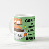 Grappige Spreuk Cartoon Kat Koffiemok (Voorkant links)