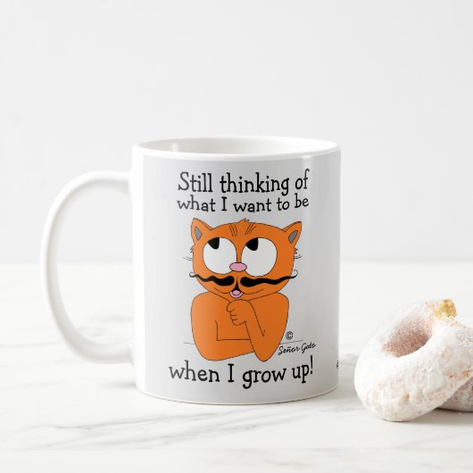 Grappige spreuk Cartoon Snorhaar Kat Koffiemok (Met donut)