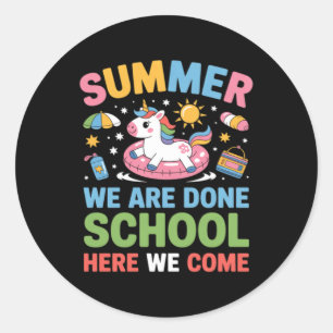 Grappige spreuk eerste schooldag eenhoorn liefhebb ronde sticker
