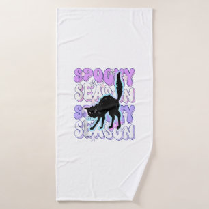 Grappige spreuk enge seizoen Halloween kat minnare Badhanddoek