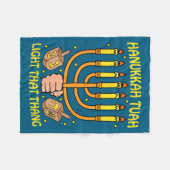 Grappige spreuk Hanukkah Tuah Licht Dat Ding Ontwe Fleece Deken (Voorkant (Horizontaal))