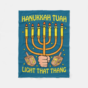 Grappige spreuk Hanukkah Tuah Licht Dat Ding Ontwe Fleece Deken