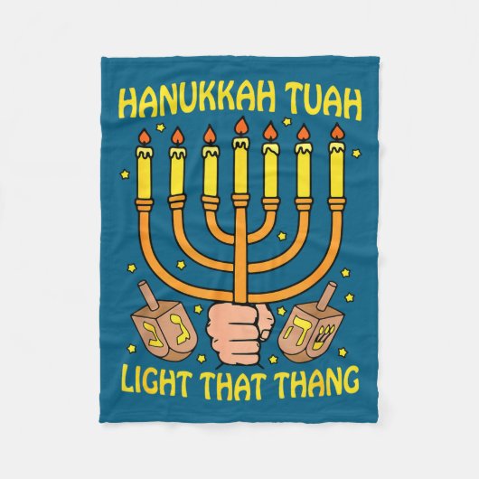Grappige spreuk Hanukkah Tuah Licht Dat Ding Ontwe Fleece Deken (Voorkant)