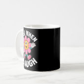 Grappige spreuk Ik plas als ik lach Bloem Leuke gr Koffiemok (Voorkant links)