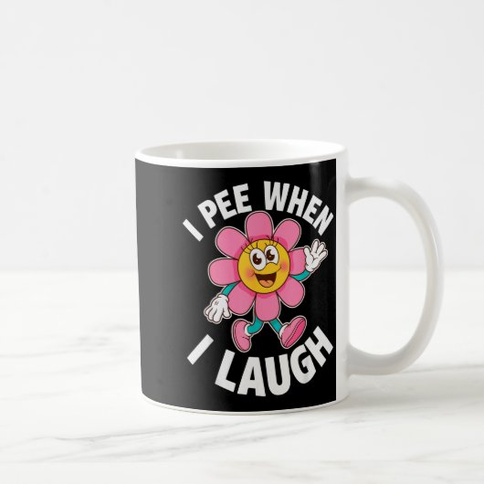Grappige spreuk Ik plas als ik lach Bloem Leuke gr Koffiemok (Rechts)