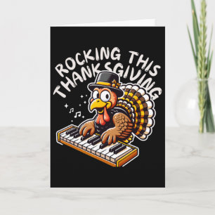 Grappige spreuk kalkoen speelt piano Thanksgiving Kaart