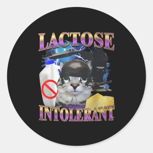 Grappige spreuk lactose intolerant grappige kat me ronde sticker (Voorkant)