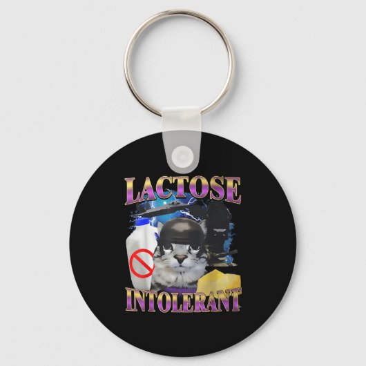 Grappige spreuk lactose intolerant grappige kat me sleutelhanger (Voorkant)