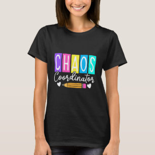 Grappige spreuk leraar huiswerk potlood chaos t-shirt